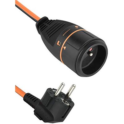 Electraline Alargador alargador (10 m, 3 x 1,5 mm, hembra), color negro y naranja Electraline Alargador alargador (10 m, 3 x 1,5 mm, hembra), color negro y naranja