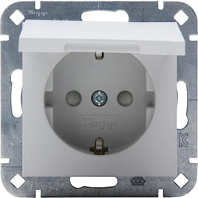 Kopp HK07 – Enchufe con protección de contacto, tapa abatible, mayor protección táctil, color gris mate – (3 unidades) Kopp HK07 – Enchufe con protección de contacto, tapa abatible, mayor protección táctil, color gris mate – (3 unidades)