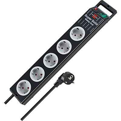 Brennenstuhl Super-Solid regleta enchufes con 5 Tomas de Corriente y Carcasa Estable de policarbonato (Cable de 2,5 m, para Interiores) Negro/Gris Brennenstuhl Super-Solid regleta enchufes con 5 Tomas de Corriente y Carcasa Estable de policarbonato (Cable de 2,5 m, para Interiores) Negro/Gris