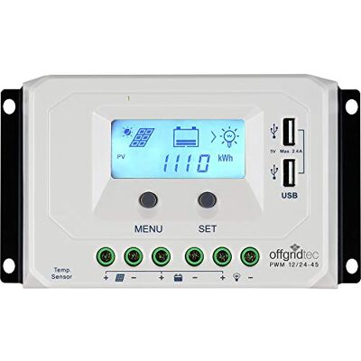 OFFGRIDTEC - PWM 12/24-45 - 12V/24V - 45A - Regulador de carga solar OFFGRIDTEC - PWM 12/24-45 - 12V/24V - 45A - Regulador de carga solar