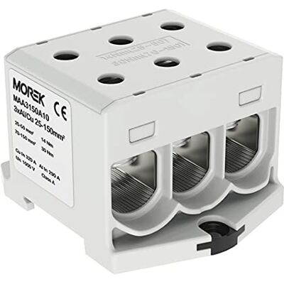 SIMET Bloque de terminales montado en riel universal de AL/CU MAA3150A10 GRIS marca SIMET Bloque de terminales montado en riel universal de AL/CU MAA3150A10 GRIS marca