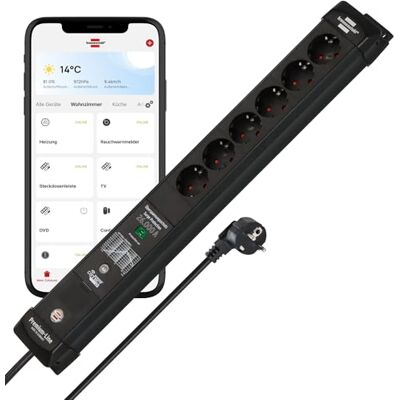 Brennenstuhl Connect Premium-Line Regleta Enchufes WiFi de 6 Tomas con protección Inteligente contra sobretensiones (Amazon Alexa y Google Assistant; App Gratuita; 1.8m; Made in Germany Brennenstuhl Connect Premium-Line Regleta Enchufes WiFi de 6 Tomas con protección Inteligente contra sobretensiones (Amazon Alexa y Google Assistant; App Gratuita; 1.8m; Made in Germany