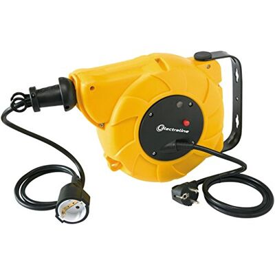 Electraline Enrollacables eléctrico automático a Resorte con alargador (15 m, 250 V) Color Amarillo Electraline Enrollacables eléctrico automático a Resorte con alargador (15 m, 250 V) Color Amarillo