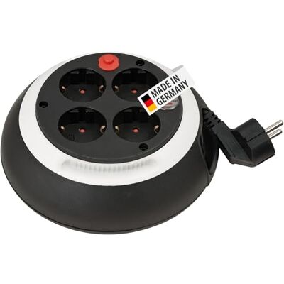 Brennenstuhl Comfort-Line enrollacables doméstico con 4 enchufes (Cable de 3 m, alargador eléctrico Enrollable, para Uso al hogar) Negro/Blanco Brennenstuhl Comfort-Line enrollacables doméstico con 4 enchufes (Cable de 3 m, alargador eléctrico Enrollable, para Uso al hogar) Negro/Blanco