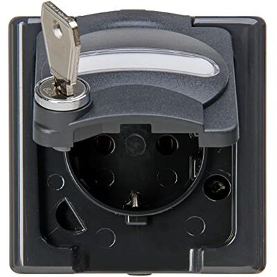 Kopp Blue Electric Toma de corriente con tapa abatible y cierre de seguridad (n.º 2), color antracita Kopp Blue Electric Toma de corriente con tapa abatible y cierre de seguridad (n.º 2), color antracita