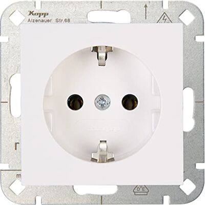 Kopp HK07 Enchufe Pared con Protección de Contacto, Color Blanco Puro, 10 Unidades Kopp HK07 Enchufe Pared con Protección de Contacto, Color Blanco Puro, 10 Unidades