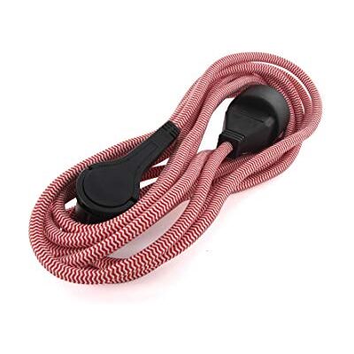 CHACON Cable de extensión textil rojo/blanco con enchufe plano negro 5m (SCH) CHACON Cable de extensión textil rojo/blanco con enchufe plano negro 5m (SCH)