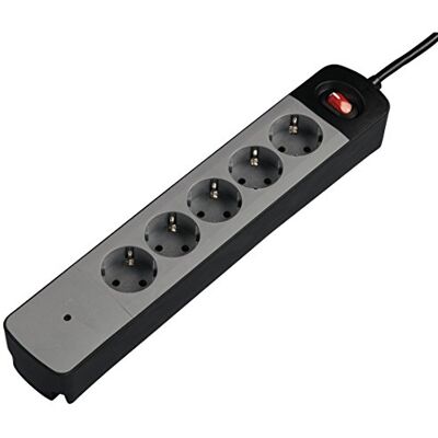 Hama Regleta de 5 enchufes con protección contra sobretensiones, interruptor (enchufe múltiple para montaje en pared, con mayor protección táctil, cable de 1,5 m, protección de contacto, enchufes Hama Regleta de 5 enchufes con protección contra sobretensiones, interruptor (enchufe múltiple para montaje en pared, con mayor protección táctil, cable de 1,5 m, protección de contacto, enchufes