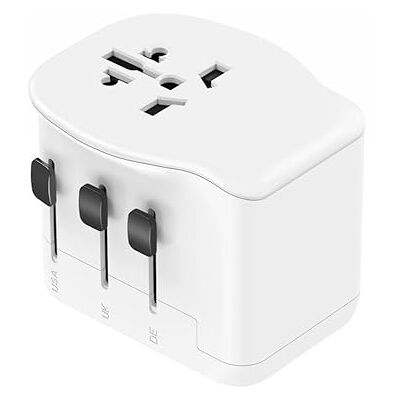 Simon – Adaptador de Viaje Universal, 3 Puertos USB (2X USB-C + 1x USB-A) 20W, Compatible en +200 Países, Carga Rápida para Dispositivos Móviles, Incluye Bolsa de Viaje, Color Negro Simon – Adaptador de Viaje Universal, 3 Puertos USB (2X USB-C + 1x USB-A) 20W, Compatible en +200 Países, Carga Rápida para Dispositivos Móviles, Incluye Bolsa de Viaje, Color Negro
