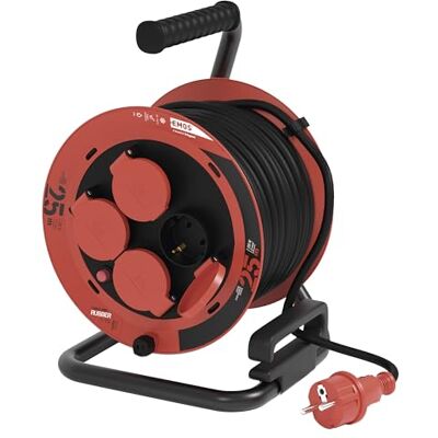 EMOS Carrete de cable de 25 m 4 enchufes Schuko con protección de contacto aumentada Resistente al agua y al frío Resistente a golpes 230 V, 10 A, 2300 W Aislamiento de goma H05RR-F3G EMOS Carrete de cable de 25 m 4 enchufes Schuko con protección de contacto aumentada Resistente al agua y al frío Resistente a golpes 230 V, 10 A, 2300 W Aislamiento de goma H05RR-F3G