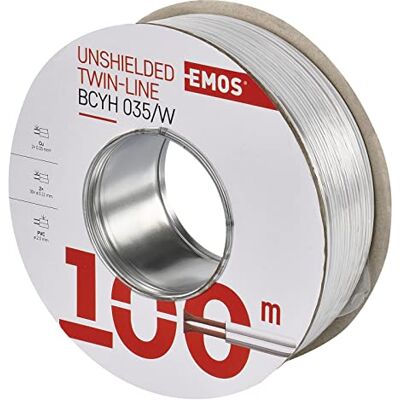 EMOS ungeschirmte zweidr Athle itung 2 x 0,35 mm, Color Blanco, 100 Pieza, EMOS ungeschirmte zweidr Athle itung 2 x 0,35 mm, Color Blanco, 100 Pieza,
