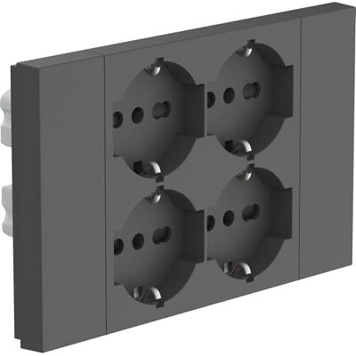 Electraline Regleta empotrable Quadra de 4 plazas, universal, P40, compatible con todas las cajas empotrables de 3 y 4 plazas (mampostería o yeso), color negro Electraline Regleta empotrable Quadra de 4 plazas, universal, P40, compatible con todas las cajas empotrables de 3 y 4 plazas (mampostería o yeso), color negro
