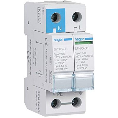 Hager Limitador sobretensión 1 polo+neutro 40ka 275v 60hz Hager Limitador sobretensión 1 polo+neutro 40ka 275v 60hz