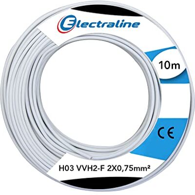 Electraline Cable eléctrico (10 m), color blanco Electraline Cable eléctrico (10 m), color blanco