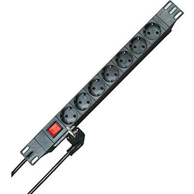 Kopp PA Regleta de 7 enchufes con interruptor (45 grados) Orinal de 2 m con enchufe de ángulo de protección, 250 VAC, 16 Amp, color negro Kopp PA Regleta de 7 enchufes con interruptor (45 grados) Orinal de 2 m con enchufe de ángulo de protección, 250 VAC, 16 Amp, color negro