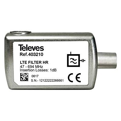 Televes Filtro LTE 5G de Interior con Corte en el Canal 48 Conector CEI Televes Filtro LTE 5G de Interior con Corte en el Canal 48 Conector CEI