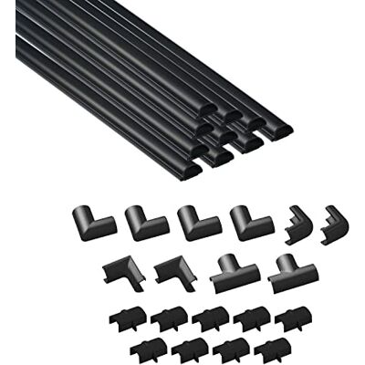 D-line Canaleta para Cables 20x10mm Multipack 4m, Perfil Semicircular, Cubrecables Autoadhesivo Pintable para Gestión de Cables – 10x 40cm con Accesorios – Negro D-line Canaleta para Cables 20x10mm Multipack 4m, Perfil Semicircular, Cubrecables Autoadhesivo Pintable para Gestión de Cables – 10x 40cm con Accesorios – Negro