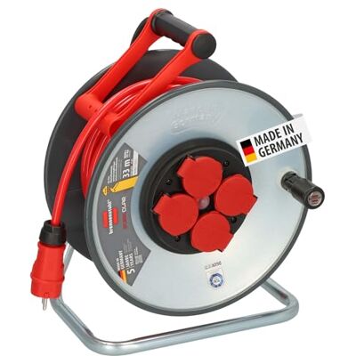 Brennenstuhl Professional SteelCore Carrete SC 3210 IP44, 33m H07BQ-F 3G2,5, cuerpo de carrete de chapa de acero, uso en obras y uso permanente en exteriores, fabricado en Alemania Brennenstuhl Professional SteelCore Carrete SC 3210 IP44, 33m H07BQ-F 3G2,5, cuerpo de carrete de chapa de acero, uso en obras y uso permanente en exteriores, fabricado en Alemania