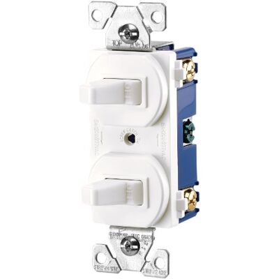 Eaton 15 Amps 120/277 V Tradicional Heavy Duty Grado Dos Interruptores de un solo polo, Blanco Eaton 15 Amps 120/277 V Tradicional Heavy Duty Grado Dos Interruptores de un solo polo, Blanco
