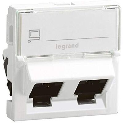Legrand 076504 Enchufe de red dual RJ45 - Categoría 6, ángulo de 45° Legrand 076504 Enchufe de red dual RJ45 - Categoría 6, ángulo de 45°