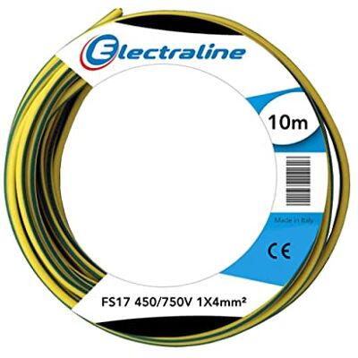 Electraline Cable unipolar FS17, 10 m, sección 1 x 4 mm2, apto para cableado de cuadros eléctricos, circuitos eléctricos de ascensores, montacargas Electraline Cable unipolar FS17, 10 m, sección 1 x 4 mm2, apto para cableado de cuadros eléctricos, circuitos eléctricos de ascensores, montacargas