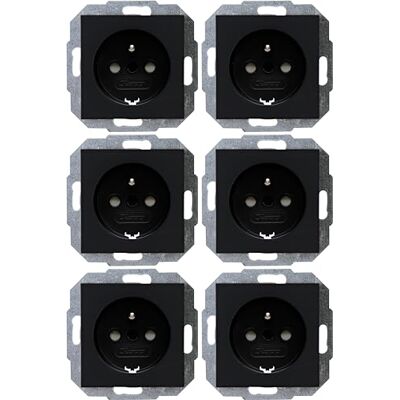 Kopp Athenis BL-M toma tierra, contacto de protección central, 1 x 6 unidades, negro mate, Kopp Athenis BL-M toma tierra, contacto de protección central, 1 x 6 unidades, negro mate,