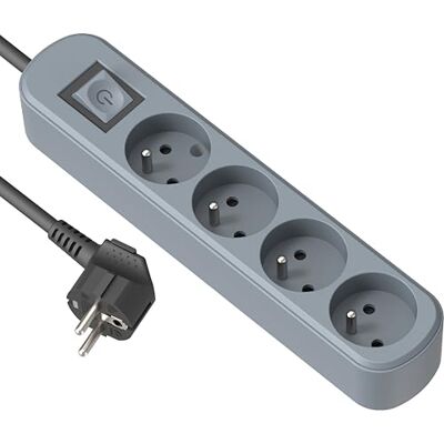 Electraline 32029 Regleta de enchufes (4 enchufes (16 A, con Interruptor, 1,5 m), Color Azul Electraline 32029 Regleta de enchufes (4 enchufes (16 A, con Interruptor, 1,5 m), Color Azul