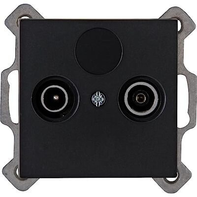 Kopp Athenis Toma de corriente para TV y RF, acabado mate, color negro Kopp Athenis Toma de corriente para TV y RF, acabado mate, color negro