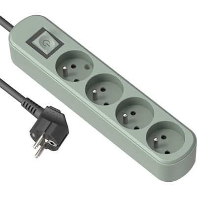 Electraline 32028 Prima Regleta de enchufes (4 enchufes (16 A, con Interruptor, 1,5 m), Color Verde Electraline 32028 Prima Regleta de enchufes (4 enchufes (16 A, con Interruptor, 1,5 m), Color Verde