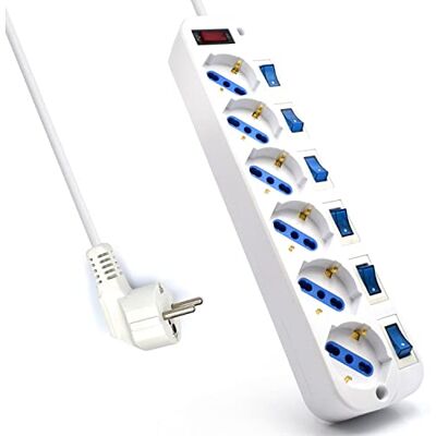 Ewent Regleta con 6 enchufes (Longitud cable 1.5 metros, 2500 W, protection para niños), color blanco Ewent Regleta con 6 enchufes (Longitud cable 1.5 metros, 2500 W, protection para niños), color blanco