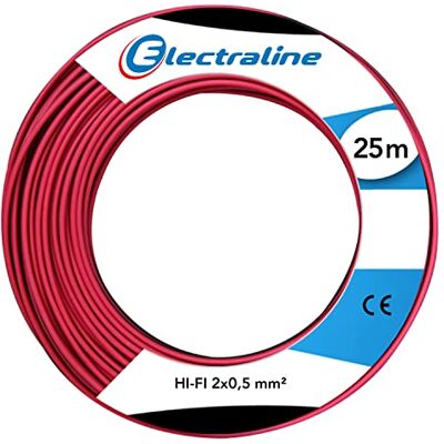 Electraline Cable Hi-Fi (25 m), color negro y rojo Electraline Cable Hi-Fi (25 m), color negro y rojo