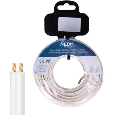 EDM Carrete Cable Paralelo 2x1,5mm Blanco 10m (Audio) EDM Carrete Cable Paralelo 2x1,5mm Blanco 10m (Audio)