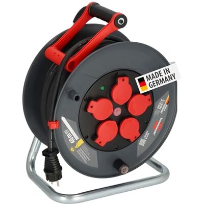 Brennenstuhl Carrete de cable profesional 320 KU 4200, cable de 40 m en negro, fabricado en plástico especial, para uso en obras de construcción y uso permanente en exteriores, fabricado en Alemania Brennenstuhl Carrete de cable profesional 320 KU 4200, cable de 40 m en negro, fabricado en plástico especial, para uso en obras de construcción y uso permanente en exteriores, fabricado en Alemania