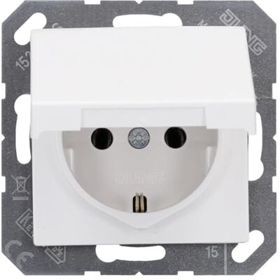 Jung 1520 BFKL WW Enchufe Schuko 16 A 250 V irrompible con tapa abatible Serie A blanco alpino 250 V Jung 1520 BFKL WW Enchufe Schuko 16 A 250 V irrompible con tapa abatible Serie A blanco alpino 250 V