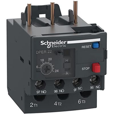 Schneider Electric Relé de sobrecarga térmica Easy TeSys , 16-24A, reinicio manual/automático, terminales de abrazadera de tornillo Schneider Electric Relé de sobrecarga térmica Easy TeSys , 16-24A, reinicio manual/automático, terminales de abrazadera de tornillo