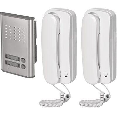 EMOS Juego de intercomunicador de Audio para Dos participantes, Montaje en Superficie, diseño Elegante, intercomunicador/Kit de Audio con Posibilidad de Abrir Puertas, fácil de Usar EMOS Juego de intercomunicador de Audio para Dos participantes, Montaje en Superficie, diseño Elegante, intercomunicador/Kit de Audio con Posibilidad de Abrir Puertas, fácil de Usar