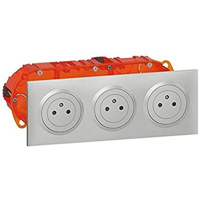 Legrand 3 x 2p + t precab Kit Triple toma de corriente 2P + T Surface dooxie 16 A précâblées acabado Alu, color blanco y naranja Legrand 3 x 2p + t precab Kit Triple toma de corriente 2P + T Surface dooxie 16 A précâblées acabado Alu, color blanco y naranja