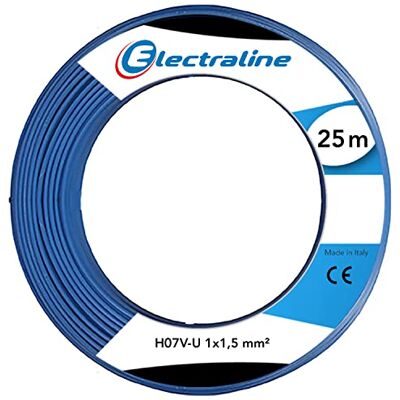 Electraline Cable eléctrico (25 metros), color azul Electraline Cable eléctrico (25 metros), color azul