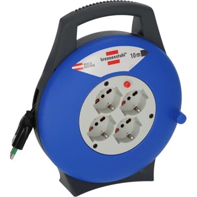 Brennenstuhl Carrete de Cable Vario Line 15 MT con 4 Tomas Italianas, Azul Brennenstuhl Carrete de Cable Vario Line 15 MT con 4 Tomas Italianas, Azul