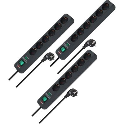 Brennenstuhl EcoLine:regleta de 6 tomas con protección contra sobretensiones,juego de 3 unidades (regleta con protección reforzada contra contactos accidentales, interruptor y cable de 1,5 m)antracita Brennenstuhl EcoLine:regleta de 6 tomas con protección contra sobretensiones,juego de 3 unidades (regleta con protección reforzada contra contactos accidentales, interruptor y cable de 1,5 m)antracita