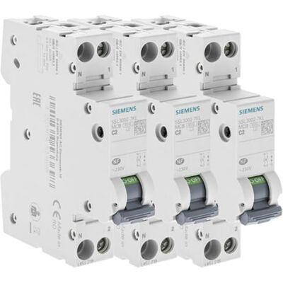 Siemens Juego de 3 interruptores eléctricos fase + neutro 2A Siemens Juego de 3 interruptores eléctricos fase + neutro 2A
