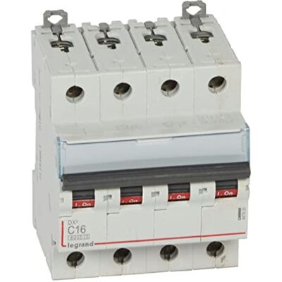 Legrand , Interruptor Automático Magneto Térmico, 4P, 16A, Curva C, 10 kA, 4 módulo, DX3 Legrand , Interruptor Automático Magneto Térmico, 4P, 16A, Curva C, 10 kA, 4 módulo, DX3