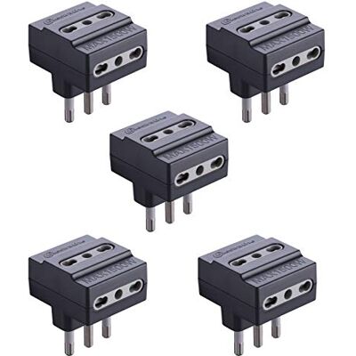 Electraline 92404 Paquete de 5 adaptadores triples 3 Tomas, Enchufe Grande 16 A 230 V, Tomas 10 A 230 V Electraline 92404 Paquete de 5 adaptadores triples 3 Tomas, Enchufe Grande 16 A 230 V, Tomas 10 A 230 V