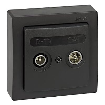 Simon 73 LOFT – Toma R-TV+SAT Intermedia, Mecanismo de Superficie para Conexión de Radio, Televisión y Satélite, Serie Compacta sin Necesidad de Obra, Acabado Color Grafito Simon 73 LOFT – Toma R-TV+SAT Intermedia, Mecanismo de Superficie para Conexión de Radio, Televisión y Satélite, Serie Compacta sin Necesidad de Obra, Acabado Color Grafito