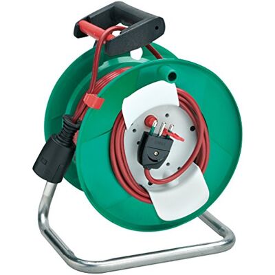 Brennenstuhl Garant, Enrollacables de jardín Manual (50 MT – Tambor de plástico Verde, Cable Rojo) alargador de Exterior con Cable eléctrico y Enchufe Schuko y Italiana Brennenstuhl Garant, Enrollacables de jardín Manual (50 MT – Tambor de plástico Verde, Cable Rojo) alargador de Exterior con Cable eléctrico y Enchufe Schuko y Italiana