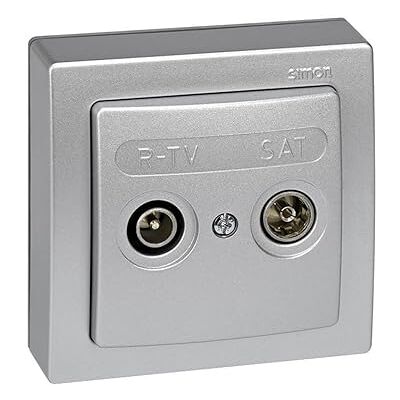 Simon 73 LOFT – Toma R-TV+SAT Intermedia, Mecanismo de Superficie para Conexión de Radio, Televisión y Satélite, Serie Compacta sin Necesidad de Obra, Acabado Color Aluminio Simon 73 LOFT – Toma R-TV+SAT Intermedia, Mecanismo de Superficie para Conexión de Radio, Televisión y Satélite, Serie Compacta sin Necesidad de Obra, Acabado Color Aluminio