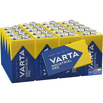 Varta Pila alcalina de 9 V Industrial, pilas alcalinas 6LR61 Paquete de 20 unidades Varta Pila alcalina de 9 V Industrial, pilas alcalinas 6LR61 Paquete de 20 unidades