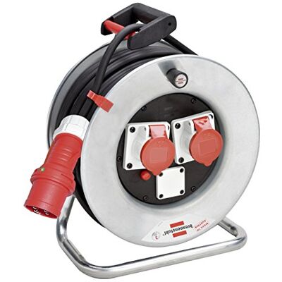 Brennenstuhl enrollacables 50 m Serie Garant ST Enchufe y 2 enchufes CEE 4 Pines 400 V/16 A IP44 Brennenstuhl enrollacables 50 m Serie Garant ST Enchufe y 2 enchufes CEE 4 Pines 400 V/16 A IP44
