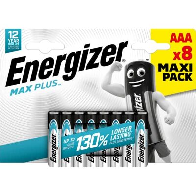 Baterías alcalinas Energizer Max Plus AAA - Pack de 8 Baterías alcalinas Energizer Max Plus AAA - Pack de 8