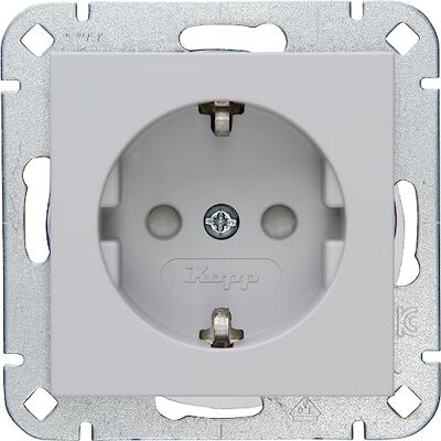 Kopp HK07 – Enchufe con protección de contacto, mayor protección táctil, color gris mate – (10 unidades) Kopp HK07 – Enchufe con protección de contacto, mayor protección táctil, color gris mate – (10 unidades)